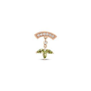 APPLE SEED POMANO GOLD DIAMOND PERIDOT SINGLE EARRING