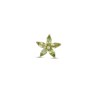 APPLE SEED POMANO GOLD DIAMOND PERIDOT SMALL SINGLE EARRING