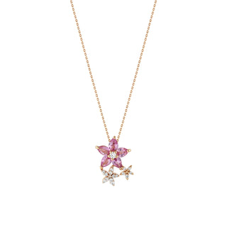 APPLE SEED POMANO GOLD DIAMOND PINK SAPPHIRE NECKLACE