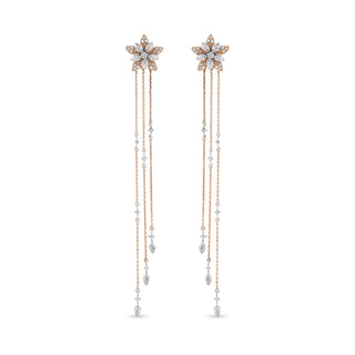 APPLE SEED BLOSSOM PAVÊ GOLD DIAMOND CHAIN EARRINGS