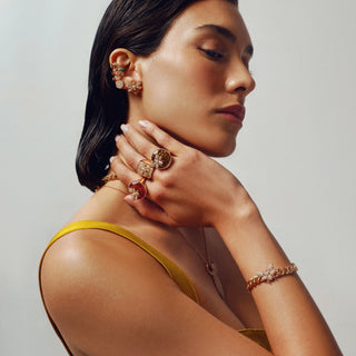 QUEEN BEE EVA GOLD DIAMOND CITRINE SINGLE EARRING