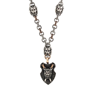 LION GOLD BLACK DIAMOND RUBY CHAIN NECKLACE