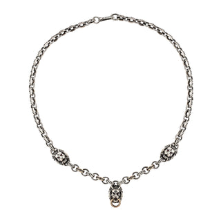 LION GOLD BLACK DIAMOND RUBY CHAIN NECKLACE