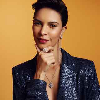 CHAIN GOLD BAUGETTE DIAMOND SINGLE BACK EARRING