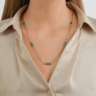 CHAIN GOLD MALACHITE NECKLACE