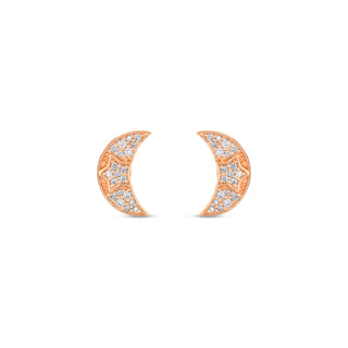 CRESCENT GOLD DIAMOND SMALL EARRINGS