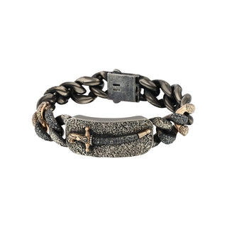 DAGGER GOLD & SILVER BLACK DIAMOND CHAIN BRACELET