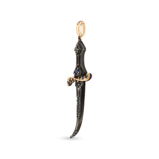 DAGGER GOLD BLACK DIAMOND SAPPHIRE PENDANT