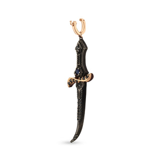 DAGGER GOLD BLACK DIAMOND SAPPHIRE PENDANT