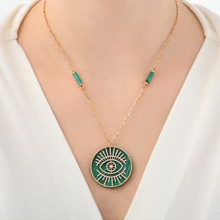 EYE LIGHT 18K GOLD DIAMOND STATEMENT NECKLACE