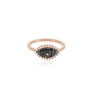 EYE LIGHT GOLD BLACK&BLUE DIAMOND RING