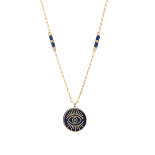 EYE LIGHT GOLD DIAMOND LAPIS LAZULI CHAIN NECKLACE