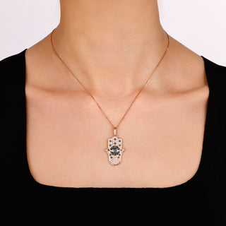 HAMSA GOLD BLUE DIAMOND NECKLACE