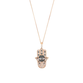 HAMSA GOLD BLUE DIAMOND NECKLACE