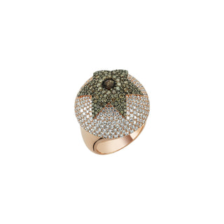HEKSAGRAM GOLD BROWN DIAMOND SMOKY TOPAZ RING