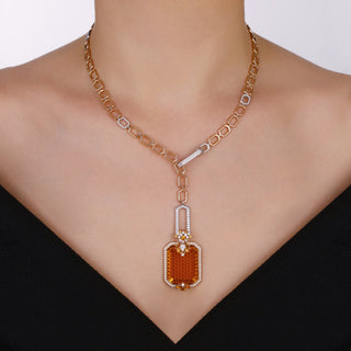 HONEYCOMB CYBELE 18K GOLD DIAMOND CITRINE PENDANT