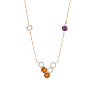 HONEYCOMB GOLD DIAMOND CITRINE NECKLACE