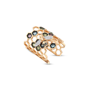 HONEYCOMB GOLD DIAMOND PERIDOT RING