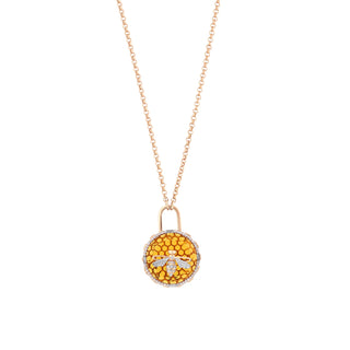 HONEYCOMB LOCK GOLD DIAMOND CITRINE NECKLACE