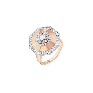 HONEYCOMB GOLD BAGUETTE DIAMOND PINKY RING