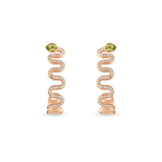 KUNDALINI RAINBOW GOLD DIAMOND PERIDOT HOOP EARRINGS