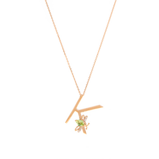 LETTER K GOLD DIAMOND PERIDOT NECKLACE
