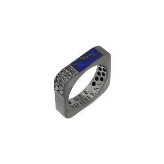 MONDRIAN SILVER BLACK DIAMOND RING