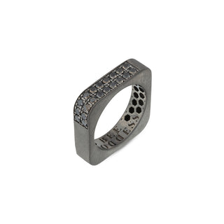 MONDRIAN SILVER BLACK DIAMOND RING