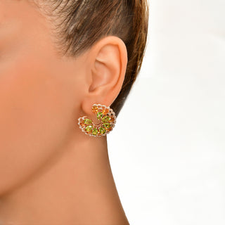 SUN GODDESS ARINNA GOLD DIAMOND PERIDOT EARRINGS