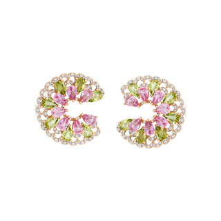 SUN GODDESS ARINNA GOLD DIAMOND PERIDOT EARRINGS