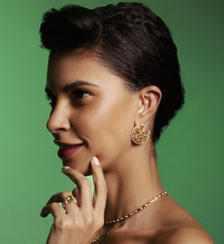 SUN GODDESS ARINNA GOLD DIAMOND PERIDOT EARRINGS