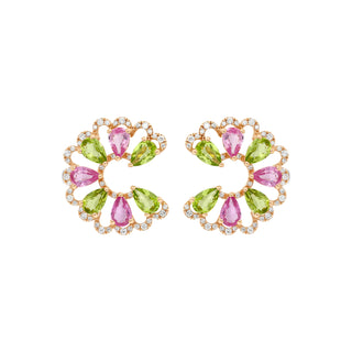 PEACOCK ARINNA GOLD DIAMOND PINK SAPPHIRE EARRINGS
