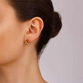 QUEEN BEE 18K GOLD DIAMOND CITRINE EARRINGS