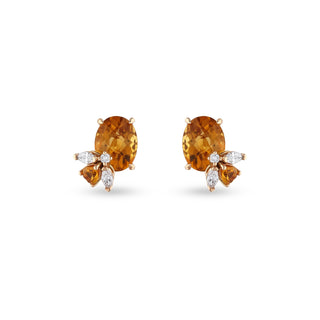 QUEEN BEE 18K GOLD DIAMOND CITRINE EARRINGS