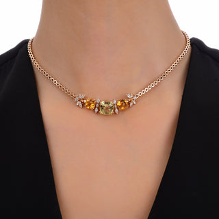 QUEEN BEE ARINNA GOLD DIAMOND PERIDOT CITRINE NECKLACE