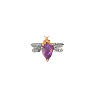 QUEEN BEE BELLA GOLD DIAMOND AMETHYST SINGLE EARRING