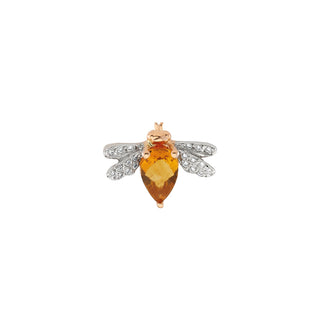 QUEEN BEE BELLA GOLD DIAMOND CITRINE SINGLE EARRING