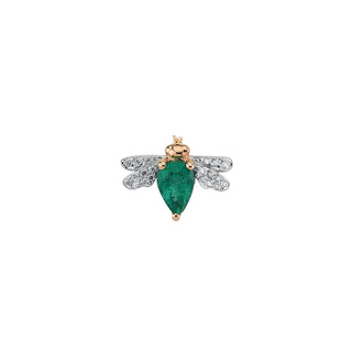 QUEEN BEE BELLA GOLD DIAMOND EMERALD SINGLE EARRING