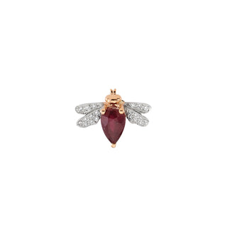 QUEEN BEE BELLA GOLD DIAMOND RUBY SINGLE EARRING