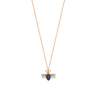QUEEN BEE BELLA GOLD DIAMOND SAPPHIRE NECKLACE