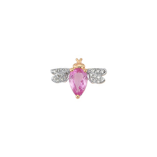QUEEN BEE BELLA GOLD DIAMOND PINK SAPPHIRE SINGLE EARRING