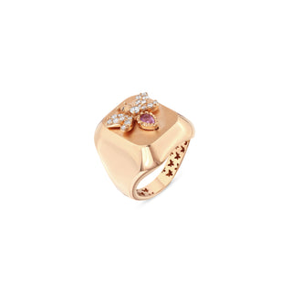 QUEEN BEE HANIA GOLD BLACK DIAMOND PINK SAPPHIRE RING