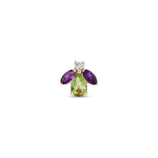QUEEN BEE MAYA GOLD DIAMOND PERIDOT SINGLE EARRING