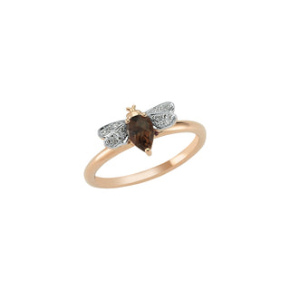QUEEN BEE BELLA GOLD DIAMOND SMOKY TOPAZ RING