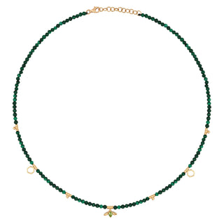 QUEEN BEE GOLD PERIDOT MALAHIT SMALL NECKLACE