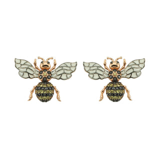 QUEEN BEE LEA GOLD BLACK DIAMOND EARRINGS