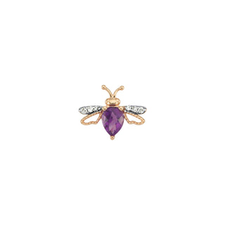 QUEEN BEE LILY GOLD DIAMOND AMETHYST SINGLE EARRING
