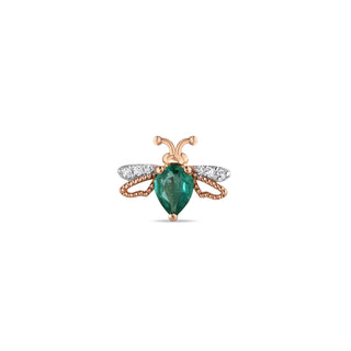 QUEEN BEE LILY GOLD DIAMOND EMERALD SINGLE EARRING