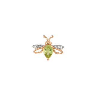 QUEEN BEE LILY GOLD DIAMOND PERIDOT SINGLE EARRING