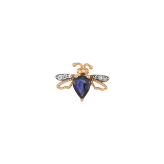 QUEEN BEE LILY GOLD DIAMOND SAPPHIRE SINGLE EARRING